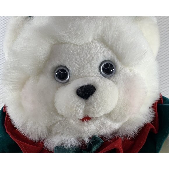 Vintage Dan Dee Holiday White Plush Teddy Bear 10" Christmas Ruffles Bow Stuffed - Picture 3 of 10